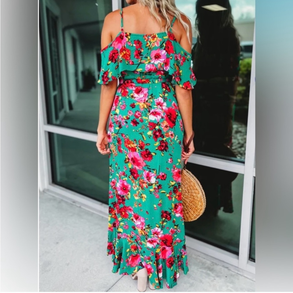 Colorful Roses Wrap Dress - Picture 3 of 8